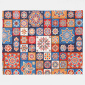 Mandala/Marokkaans Tile Pattern Fleece Deken (Voorkant (Horizontaal))