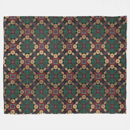 Mandala/Marokkaans Tile Pattern Fleece Deken (Voorkant (Horizontaal))
