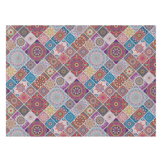 Mandala/Marokkaans Tile Pattern Tafelkleed (Voorkant (Horizontaal))