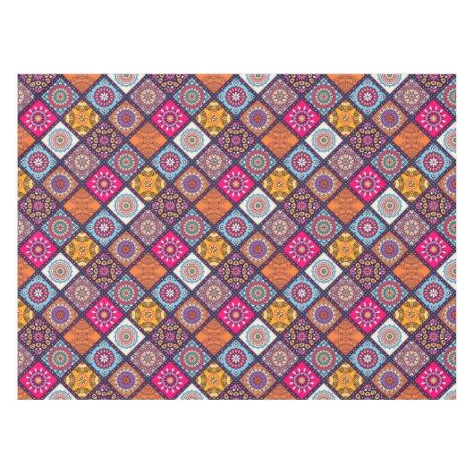 Mandala/Marokkaans Tile Pattern Tafelkleed (Voorkant (Horizontaal))