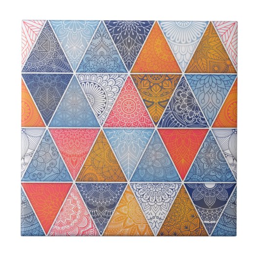 Mandala/Marokkaans Tile Pattern Tegeltje (Voorkant)