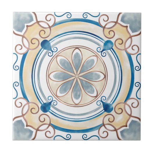 Mandala/Marokkaans Tile Pattern Tegeltje (Voorkant)