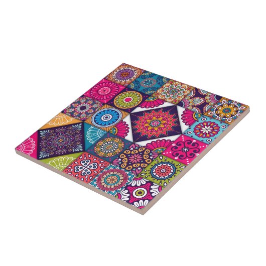 Mandala/Marokkaans Tile Pattern  Tegeltje (Zijkant)