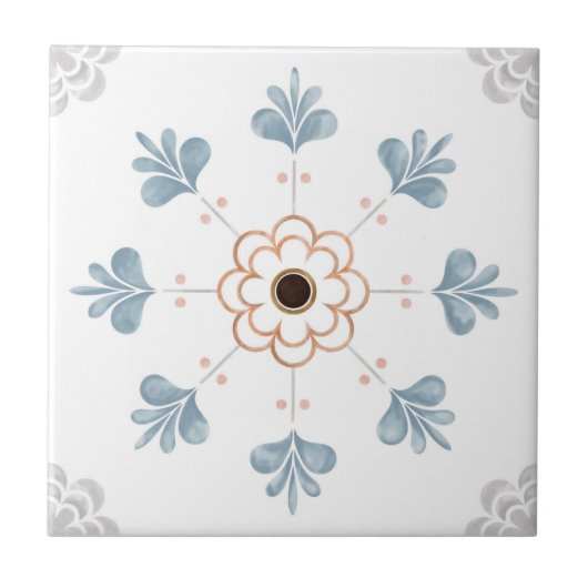 Mandala/Marokkaans Tile Pattern  Tegeltje (Voorkant)