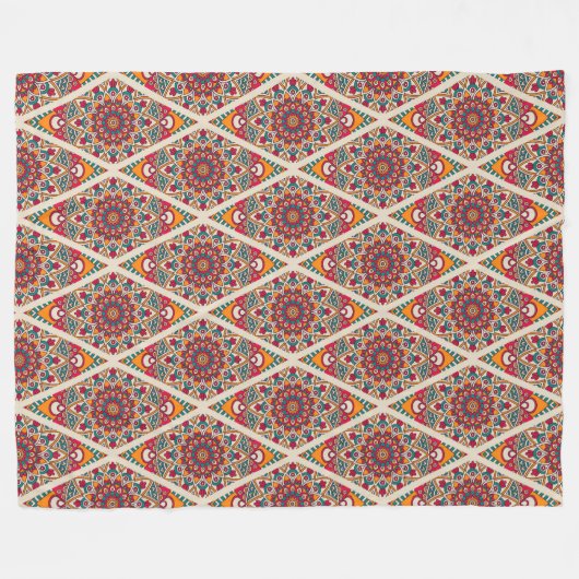Mandala/Marokkaanse Tegel Pattern Blanket Fleece Deken (Voorkant (Horizontaal))