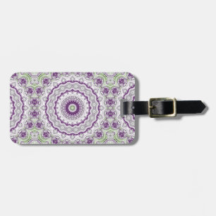 Mandala Medaillon in Paars en Groen Bagagelabel