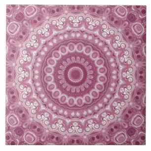 Mandala Medallion in Roze en Wit Tegeltje