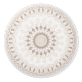 Mandala Medallion in zacht beige en wit Keramische Knop (Voorkant)