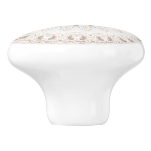 Mandala Medallion in zacht beige en wit Keramische Knop (Zijkant)