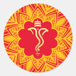 Mandala Mehendi ontwerp Ganesh/ Indiase God   Ronde Sticker