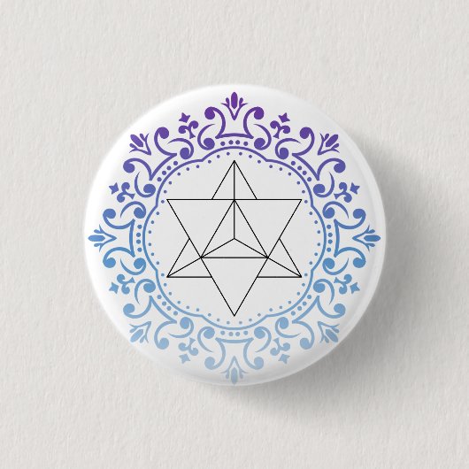 Mandala Merkaba Yoga Spirituele Meditation Ronde Button 3,2 Cm (Voorkant)