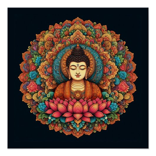 Mandala met Boeddha Perfect Poster (Voorkant)