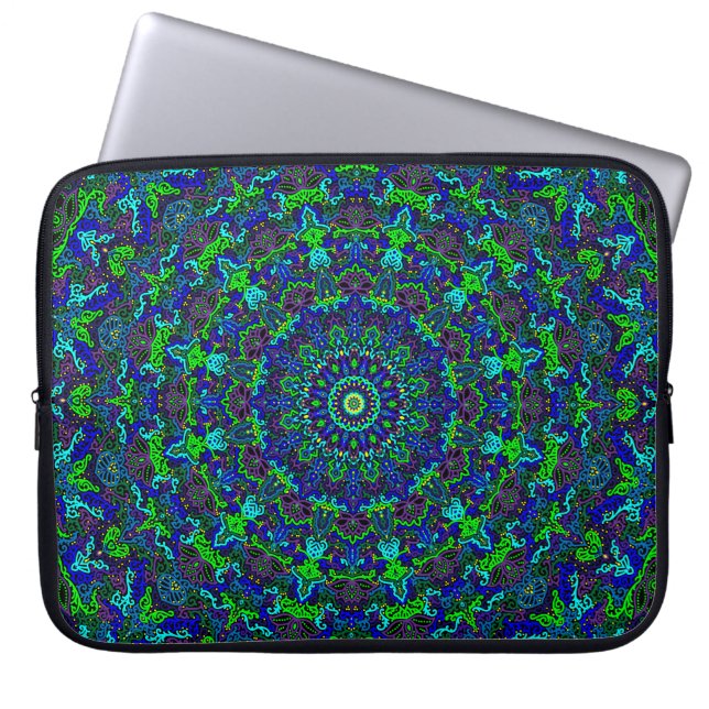 Mandala met gedetailleerd, complex Lotus Design Laptop Sleeve (Voorkant)