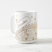 Mandala met gouden sterren op wit gepersonaliseerd koffiemok (Voorkant links)