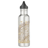 Mandala met gouden sterren op wit gepersonaliseerd waterfles (Links)