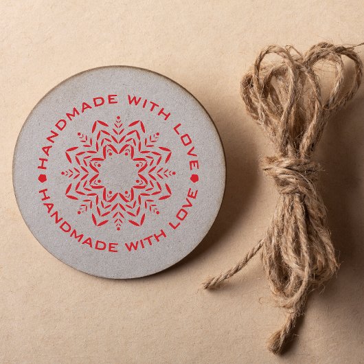 Mandala met Handmade with Love quote Rubberstempel