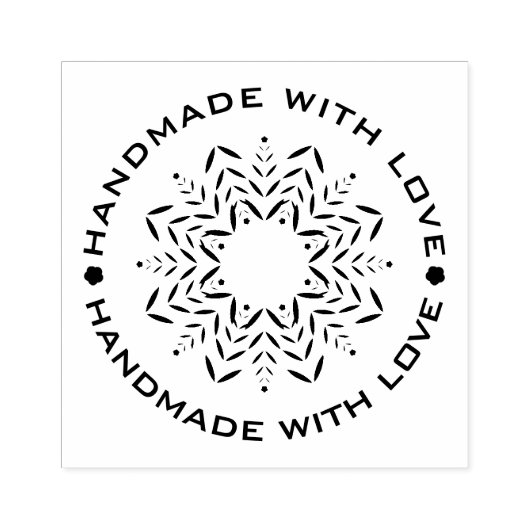 Mandala met Handmade with Love quote Rubberstempel (Afrduk)