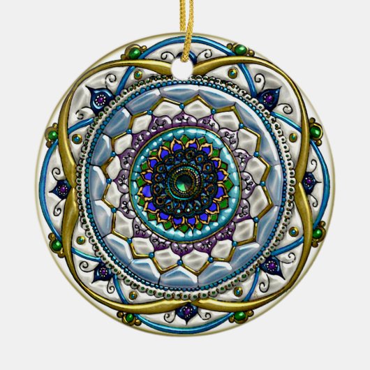 Mandala met juwelen (gepersonaliseerd keramisch Or Keramisch Ornament (Voorkant)