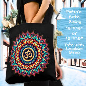 Mandala met OM-symbool op een zwart Tote Bag
