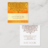 Mandala met Oranje goud Vierkante Visitekaartje (Voorkant / Achterkant)