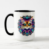 Mandala met portret van knuffelige harige kat mok (Links)