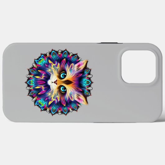 Mandala met schattig harig kattenportret Case-Mate iPhone case (Achterkant (horizontaal))