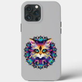 Mandala met schattig harig kattenportret Case-Mate iPhone case (Achterkant)