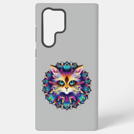 Mandala met schattig harig kattenportret samsung galaxy hoesje (Achterkant)