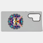 Mandala met schattig harig kattenportret samsung galaxy hoesje (Achterkant horizontaal)