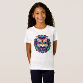 Mandala met schattig harig kattenportret t-shirt (Voorkant volledig)