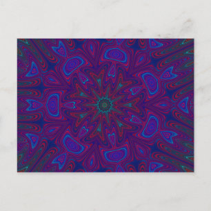 Mandala met sterren en harten in Paars, blauw, roo Briefkaart