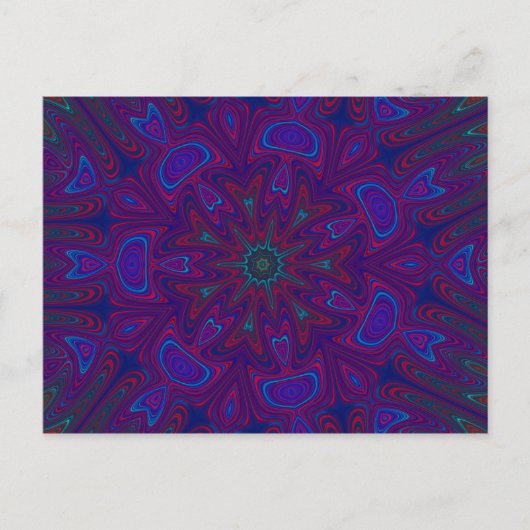 Mandala met sterren en harten in Paars, blauw, roo Briefkaart (Voorkant)