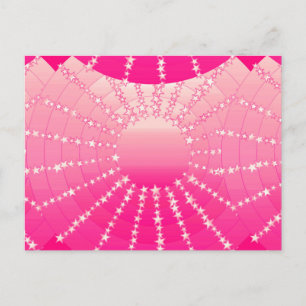 Mandala met sterren - roze & fuchsia satin gradiën briefkaart