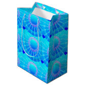 Mandala met sterren - turquoise satijnen verloop medium cadeauzakje (Achterkant Gekanteld)