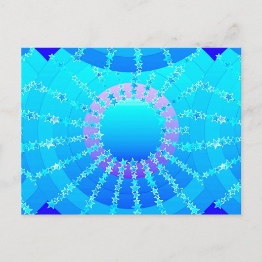 Mandala met sterren - turquoise satin gradiënt briefkaart (Voorkant)