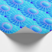 Mandala met sterren - turquoise satin gradiënt cadeaupapier (Hoek)