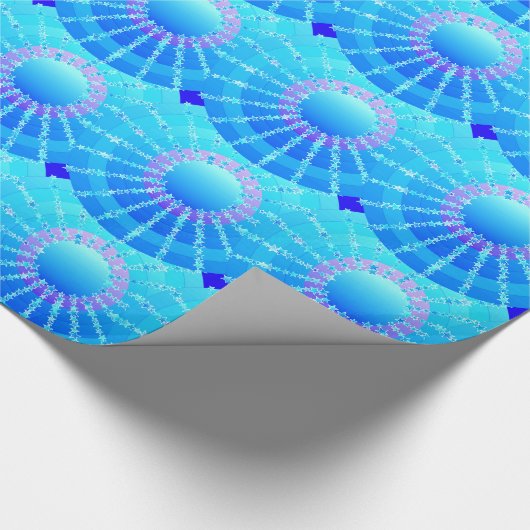 Mandala met sterren - turquoise satin gradiënt cadeaupapier (Hoek)