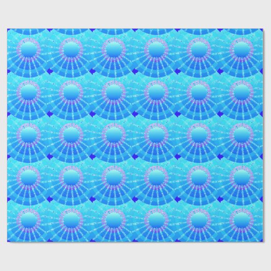 Mandala met sterren - turquoise satin gradiënt cadeaupapier (Vlak)