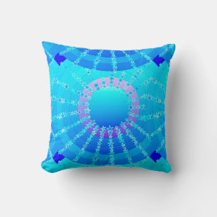 Mandala met sterren - turquoise satin gradiënt kussen