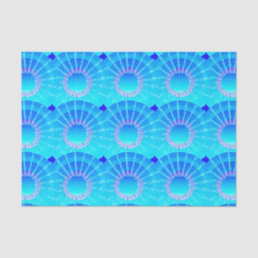 Mandala met sterren - turquoise satin gradiënt tissuepapier (Voorkant)