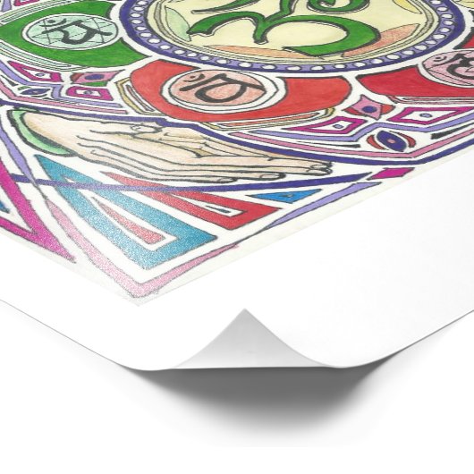 Mandala met vier handen foto afdruk (Hoek)