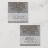 Mandala Metallic Silver Yoga Vierkante Visitekaartje (Voorkant / Achterkant)