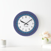 Mandala Monogram Blue Blauwgroen Paars Peacock Gol Grote Klok (Huis)