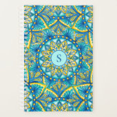 Mandala Monogram Blue Floral Turquoise Pattern Planner (Voorkant)
