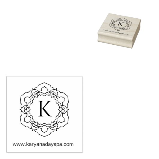 Mandala Monogram Exotische Spa Schoonheid Henna Rubberstempel (Gestempeld)