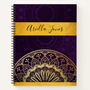 Mandala Monogram Metallic Gold Name Journal Notitieboek