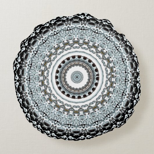 Mandala monsters 2 rond kussen (Achterkant)