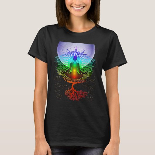 Mandala Moon Chakra Tree Life T-shirt (Voorkant)