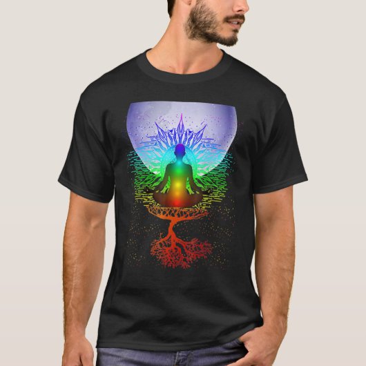 Mandala Moon Chakra Tree Life T-shirt (Voorkant)