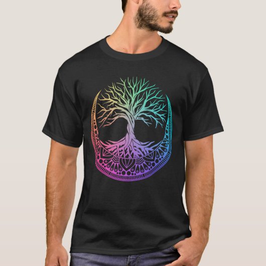 Mandala Moon Reiki Master Yoga Meditation Tree T-shirt (Voorkant)